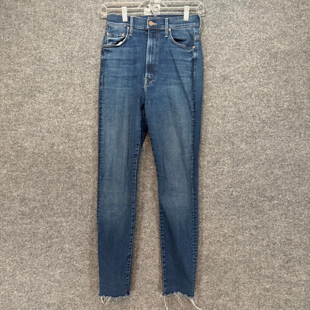Mother Jeans Womens 27 Blue High Waisted‎ Rail Ankle Fray Denim Raw Hem Skinny